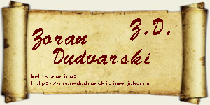 Zoran Dudvarski vizit kartica